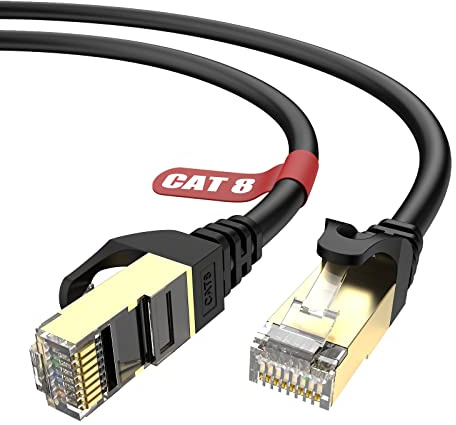 Lovicool Cat 8 Ethernet Cable 5M, 40Gbps/2000Mhz High Speed Round RJ45 Lan Network Cable, SFTP Shielded Internet Cable, Internet Patch Cord for Switch, Router, Modem, Patch Panel, PC