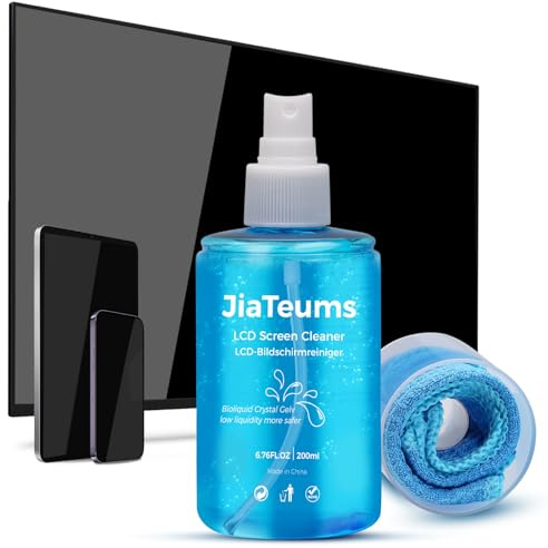 JiaTeums TV Screen Cleaner, Non-Drip Touchscreen Spray with Wiper for CD Disc Laptop Phone Tablet Computer Lens(200ml)