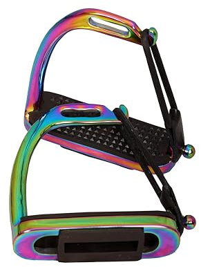Peacock Rainbow Gloss Sicherheits-Steigbügel Reiten, Stahl, mit Trittflächen, 10,2 cm