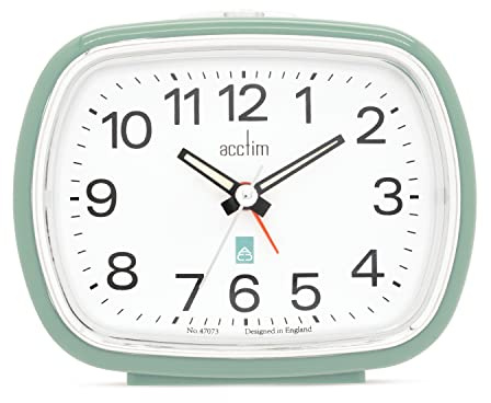 Acctim Camille Analogue Alarm Clock Quartz Luminous Hands Chrome Bezel (Sage)