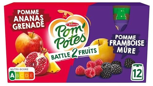 PomPotes - Compote Gourde Sans Sucres Ajoutés - 2 Fruits - 280g - Délicieusement Sain et Fruité - Lot De 3