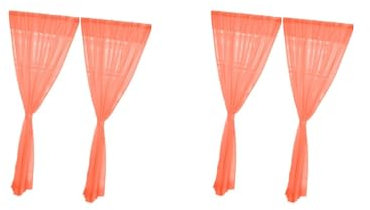 Leisurealeaneag 2er-Set Küchengardine, durchsichtig, für Tür, Fenster, Voile, Orange, 200 x 200 cm, 100 x 200 cm, 2 Stück