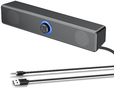 FAYAZ USB Computer Speakers, 40W Computer Soundbar for PC,Desktop Laptop,USB Tablet, Mini Portable Soundbar with 3D Surround Stereo, Broad Compatibility, Plug and Play,1.2m USB Powered