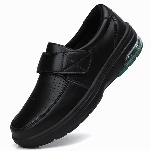 AEHO Scarpe Comode per Camminare Scarpe Ortopediche Uomo con Strappo Impermeabili in Pelle Unisex,Nero,42/260mm