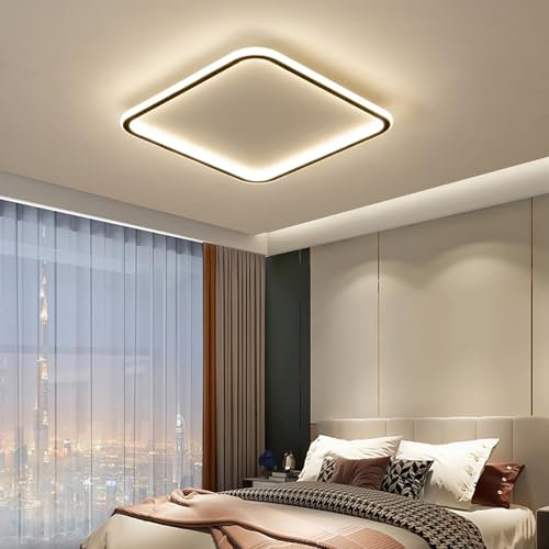 Mikeru Modern Minimalist Square LED Ceiling Light, 40cm 3000k Warm White Recessed 5cm Thick Ceiling Light for Kitchen, Bathroom, Bedroom, Office, Study, Living Room