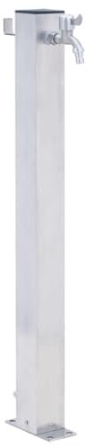 Gecheer Colonna d'Acqua da Giardino,Fontana da Giardino,Fontana Rettangolare,con Rubinetto e Raccordo Resistente a UV e Gelo,Doccia per Animali,Irrigazione Giardino,80 cm Acciaio Inox Quadrato