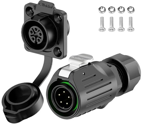 E-WeiChat EW-LP16 Industrial Waterproof Connector IP68 Quickly Plugging Aviation Connector PBT Plastic Shell Circular Connector Fast Release Electrical Connector M16 2-9 Pin Flange Socket (5 Pin)