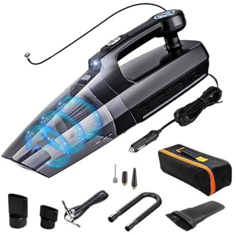 Acunny Aspiradora de coche con alta potencia de succión, portátil y potente, aspiradora de mano 4 en 1 para el hogar, filtro de lavado al vacío de diseño ultraligero de 3 libras, 7.000 PA fuerte