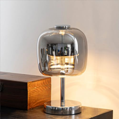 GUANSHAN Vintage Tischlampe aus Glas, elegante und schlichte Tischlampe, Nachttischbeleuchtung, dekorative Tischlampe, stimmungsvolles Nachtlicht für Schlafzimmer, Wohnzimmer, Bar, Esstisch