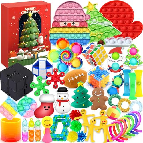 Chennyfun Fidget Toys Adventskalender 2025, Kinder Fidget Weihnachten Countdown Kalender, mit 24 Fidget Spielzeuge für Stressabbau, Überraschungsgeschenk für adventskalender Kinder ab 3 Jahren