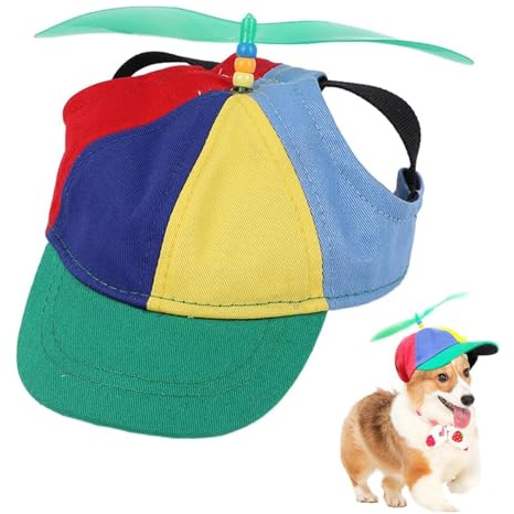 MEISO Hundehut, Baseballmütze mit Propeller, verstellbar, mit abnehmbarem Propellerhut für kleine Hunde, Welpen und Katzen (S)