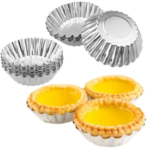 Maestro craft 6pcs Reusable Aluminium Egg Tart Moulds - Cookie, Pudding, Jelly, Mooncake Baking Molds