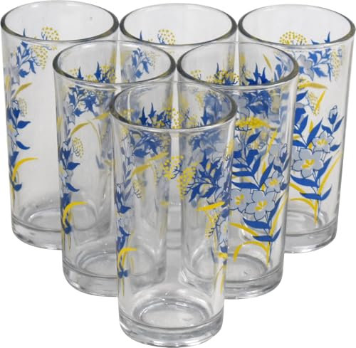 LAVV HOUSEWARES LTD Hi-Ball Drinking Glass Tumblers Hot or Cold Drinks Glasses 250ml Flowers 6PK