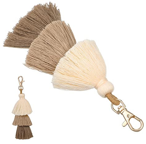 COSMEVIVI Boho Mehrschichtiger Baumwoll-quastenanhänger Mit Metallverschluss Leichter Taschenanhänger Und Schlüsselanhänger Vielseitige Dekoration Für Handtaschen Geldbörsen Schlüssel