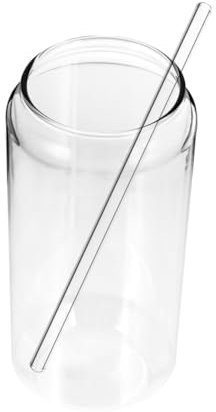 OKUMEYR Tazza in Vetro Per Tè Tazza Termica Con Cannuccia Vetro Per Bevande Calde e Fredde Da The Resistente Al Calore Per Uso Domestico e Ufficio