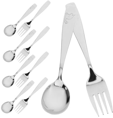 BELLIFFY Kinderbesteck-set Löffel Robustes Metall Für Kleinkinder Ergonomisch Geformt Sicher Für Mund Leicht Zu Greifen Verstauen