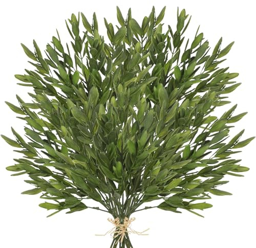 Briful 5er-Set Künstliche Herbstzweige – 37 cm Olivenstiele Kunstzweige Dekoblätter Olivgrün für Herbstdeko, Tischdeko zu Erntedank, DIY-Blumengesteck