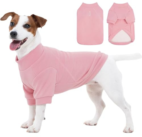 Kuoser Hundtröja, rosa XS, mjuk fleece hundtröja med framben, elastisk varm tröja pullover kläder för små hundar