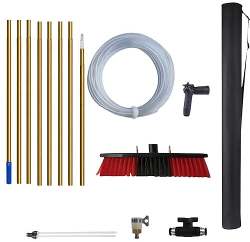 pykaaiiu Teleskopstange Fensterreinigung, Verstellbare Fensterreinigungsstange, 5-Seiten-Bürste für Fensterrahmen und Ecken Frühjahrsputz Fensterreiniger Fensterreinigung für Senioren(8m)