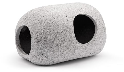 GRNLO Stein Höhle S | Aquarium Deko Höhle aus natürlicher Keramik | Rückzugsort für Garnelen, Welse, Krebse & Krabben | Natürlicher Brutplatz & bepflanzbar | 12 x 8,5 x 7 cm