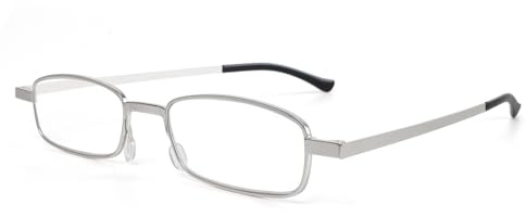 UVTQSSP Mini Lesebrille Tragbar mit Blaulicht- und UV-Schutz, Schmal Lesebrillen mit tragbarem Hartschalen-Etui für Männer und Frauen