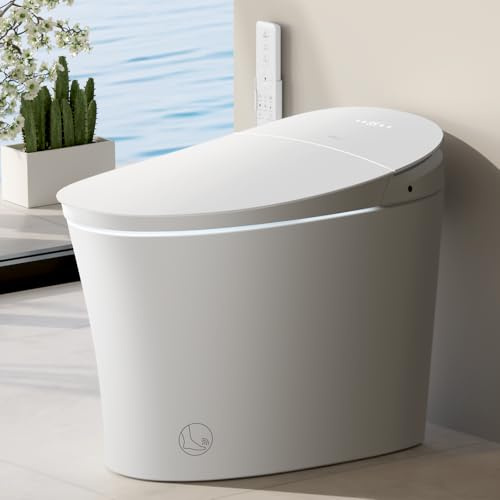 EPLO - Toilet with smart bidet, automatic opening and closing, automatic urinal discharge, 1 kg discharge, comfortable height, mobile dryer, heated seat, integrated tank E18MAX