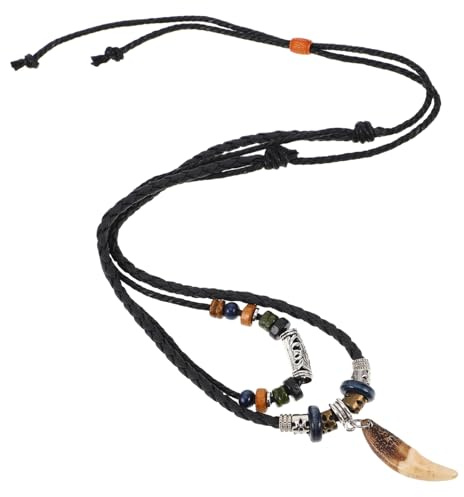 TOVINANNA Boho Necklace für Männer Einstellbare Perlen Choker Halskette mit Einzigartigem Zahn Anhänger für Strandliebhaber Surfer Modisches Ethno Design