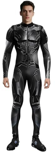 Koongso Costume da supereroe per adulti, da uomo e da donna, stampa 3D, armatura robot, body a maniche lunghe a maniche lunghe, tuta da combattimento per feste di Halloween