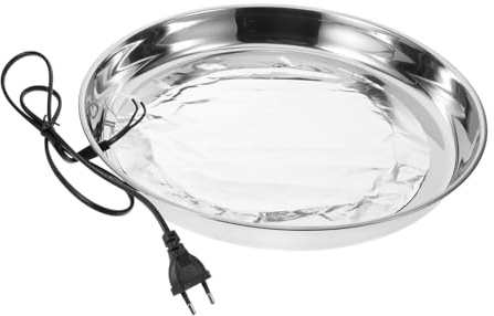 LOORGVEL Beheizbare Edelstahl Hühnertränke Basis Frostsicherer Wassernapf Heizplatte für Geflügel Haustiere Winter Wassererwärmer Kompatibel mit Verschiedenen Tränken Eu-stecker