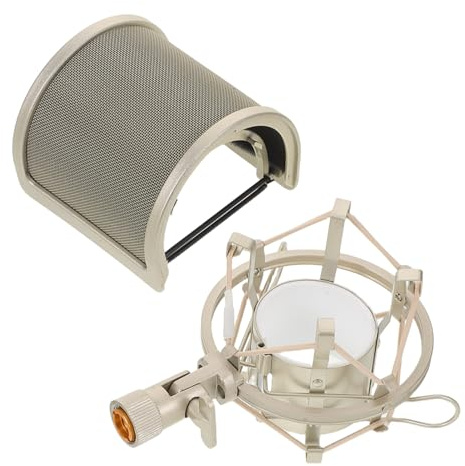 minkissy Kit de Aislamiento para Micrófono con Filtro Anti-viento U Forma Soporte Antivibración y Protector de Ruido para Grabación Vocal y Transmisión