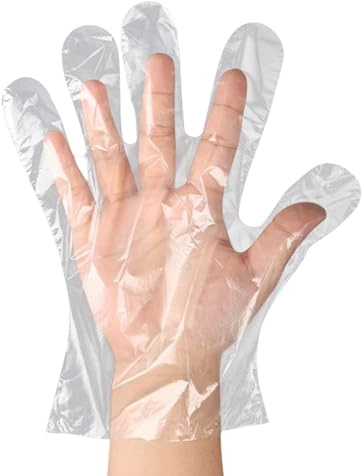 Disposable Gloves 100 Pcs, Plastic Clear Latex Free Powder Free Transparent Prepare Food Safe Cleaning Disposable Glove, large Polythene PE Gloves Protective Hand Gloves for Cooking Kitchen Hair Dye