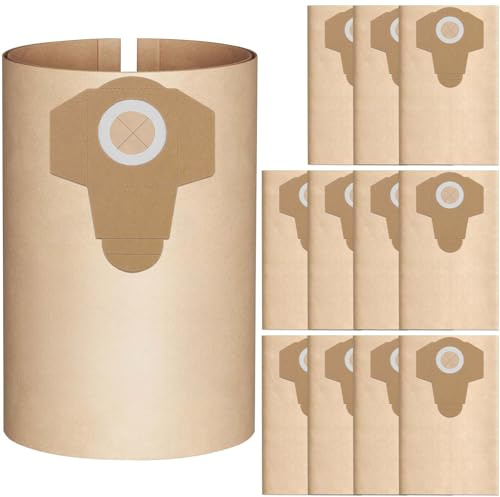 12 Pack 2351152 Dust Bags 20 Litre for Einhell Wet/Dry Vacuum Cleaners | Fit Einhell TC-VC 1820, BT-VC 1250/1115, YPL 1252, B-NT 1250, 2-Layer Filtration Material, No Suction Loss
