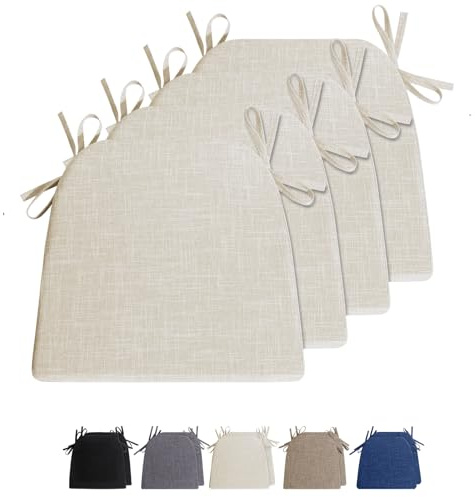 4pcs Stuhlkissen mit Bändern Waschbare Rutschfestes Sitzkissen rutschfeste Hufeisen Sitzkissen Leinen Memory Baumwolle Kissen Dicke Sitzauflagen Ideal für zu Hause und Gartendekoration42 * 40 * 4cm