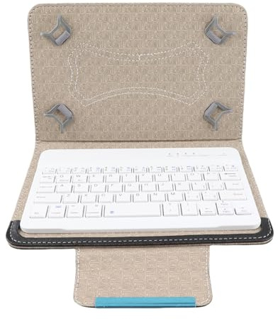Ouitble Funda Universal para Teclado Bluetooth de Cuero PU con Soporte para Tableta de 7 Pulgadas y teléfono de Pantalla Grande Funda Protectora Premium para Oficina de Negocios y