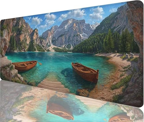 Alfombrilla Ratón Bote Alfombrilla Escritorio 900x400x3mm Tapete Gaming xxl Pico Montaña Tapete Escritorio Impermeable, Diseño Costura Doble Acabado Suave y Duradero Decoraciones Navideñas N1-995