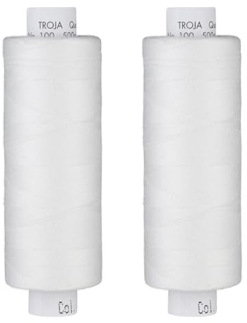 SET 2 x Nähgarn Nähmaschine AMANN TROJA Nähfaden Allesnäher Universal 2 x 500 m weiß