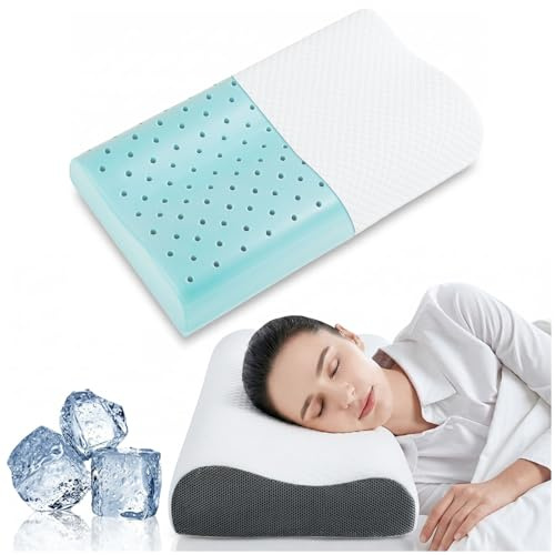 VOYERO Memory Foam Cervical Pillow for Neck Support - Orthopedic Ergonomic Pillow for Side Back Sleepers - 150 Breathable Holes,Oeko-TEX & CertiPUR-US Certification,60x35x12/10cm