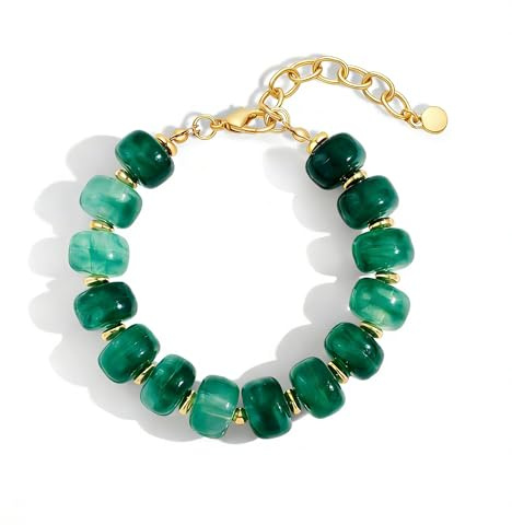 Bracelet Femme Perles Vertes, Bracelet Réglable pour Femme, Bijoux Fantaisie Bohème, Bracelet Beaded Élégant, Idée Cadeau Femme, Accessoire Mode, Bracelet Jonc femme, Lot Bracelet Femme, 20+5cm