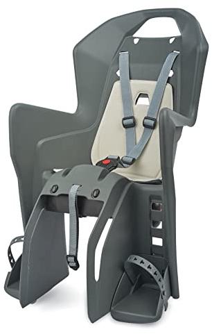 POLISPORT 8631500013 - Siège arrière KOOLAH CFS pour vélos avec Roues de 26'' à 29'' adapté aux Enfants pesant de 9 à 22Kg avec ancrage sur Le Porte-Bagages en Color Gris Anthracite/crème