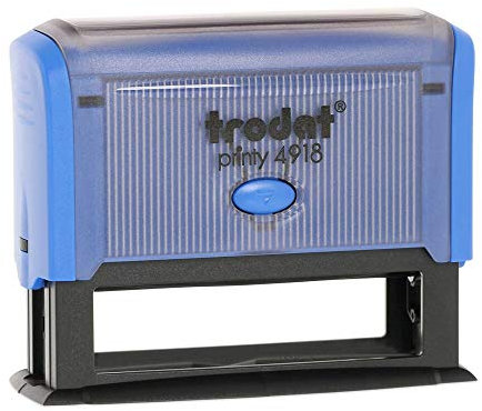 Stempel Trodat Printy 4918 custom (75x15 mm - 4 Zeilen) mit Textplatte Farbe Blau