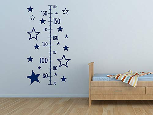 Wachstumsmesser Kinderzimmer Messlatte Kind Maßband, Messleiste als Wandaufkleber Sterne, Wandtattoo Mädchen Geschenk zur Geburt Geburtstag / 100x57cm / 074 mittelgrau