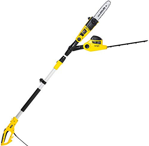 kukumax Tagliasiepi e Motosega telescopico 710W 2 in 1 Barra Oregon da 25.4 cm(10“)