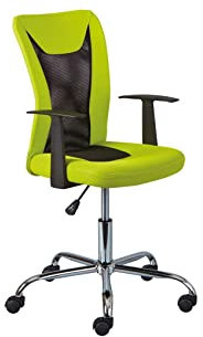 Inter Link – Kinderdrehstuhl – Bürostuhl drehbar – Ergonomischer Bürostuhl – Office Stuhl – Höhenverstellbar – Atmungsaktiv – Grün und schwarz - Donny