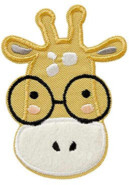 Mono-Quick Bügelbild Aufnäher Patch Applikation zum Aufbügeln Zoo Tiere Giraffe 5,5 cm x 7,5 cm