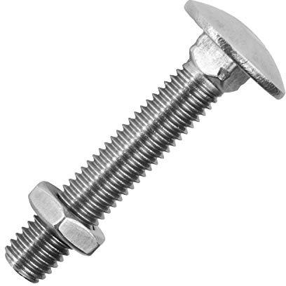 Schlossschrauben M6x45/45 mm mit Edelstahlmuttern M6 aus Edelstahl A2 (100 Stück) | DIN 603 & DIN 439 - Flachrundschrauben - Sechskantmuttern niedrige Form von MESAROS®