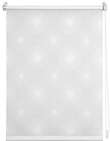 Lichtblick Seitenzugrollo Klemmfix, ohne Bohren, Klemmträger, lichtdurchlässig, Blickdicht, Ausbrenner, weiß-weiß Weiß Sonne,45 cm x 150 cm (B x L)