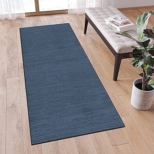 QQrunner Teppich Läufer Flur rutschfest Modern 120x180cm Navy Blau Meterware Waschbar Teppichläufer Schlafzimmer Korridor Küchenlaufer Lang, Anpassbare Größe, 40-120cm Breit
