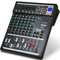 Audio Mixer Channel, Sounds Mixer for Streaming. Professional DJ Board Console 8-Channel Mic, Usb Audio Interface and 48V Phantom Power Mixer, DJ Studio Sound Board with FX Reverb Delay Effect.