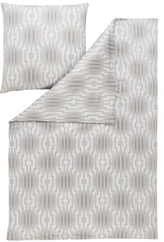 ESTELLA Bettwäsche Levian 6970 830 Rauch Abstrakt Streifen Punkte Punkte Geometrisch Mako Interlock Jersey, Größe:135 cm x 200 cm