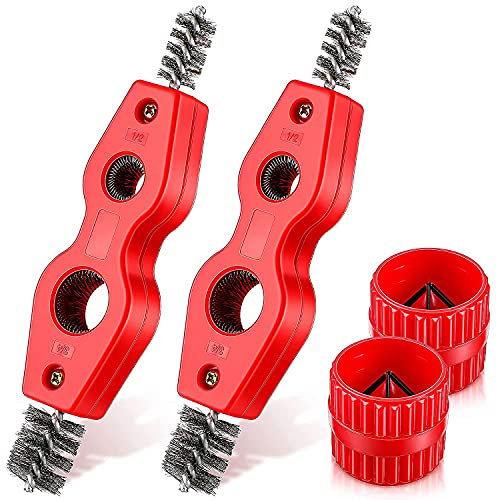 Reinigungs- und Reibahle für Kupferrohre, 4 Stück, für Innen- und Außenbereich, zum Entgraten von Rohren und Ketten, Rot